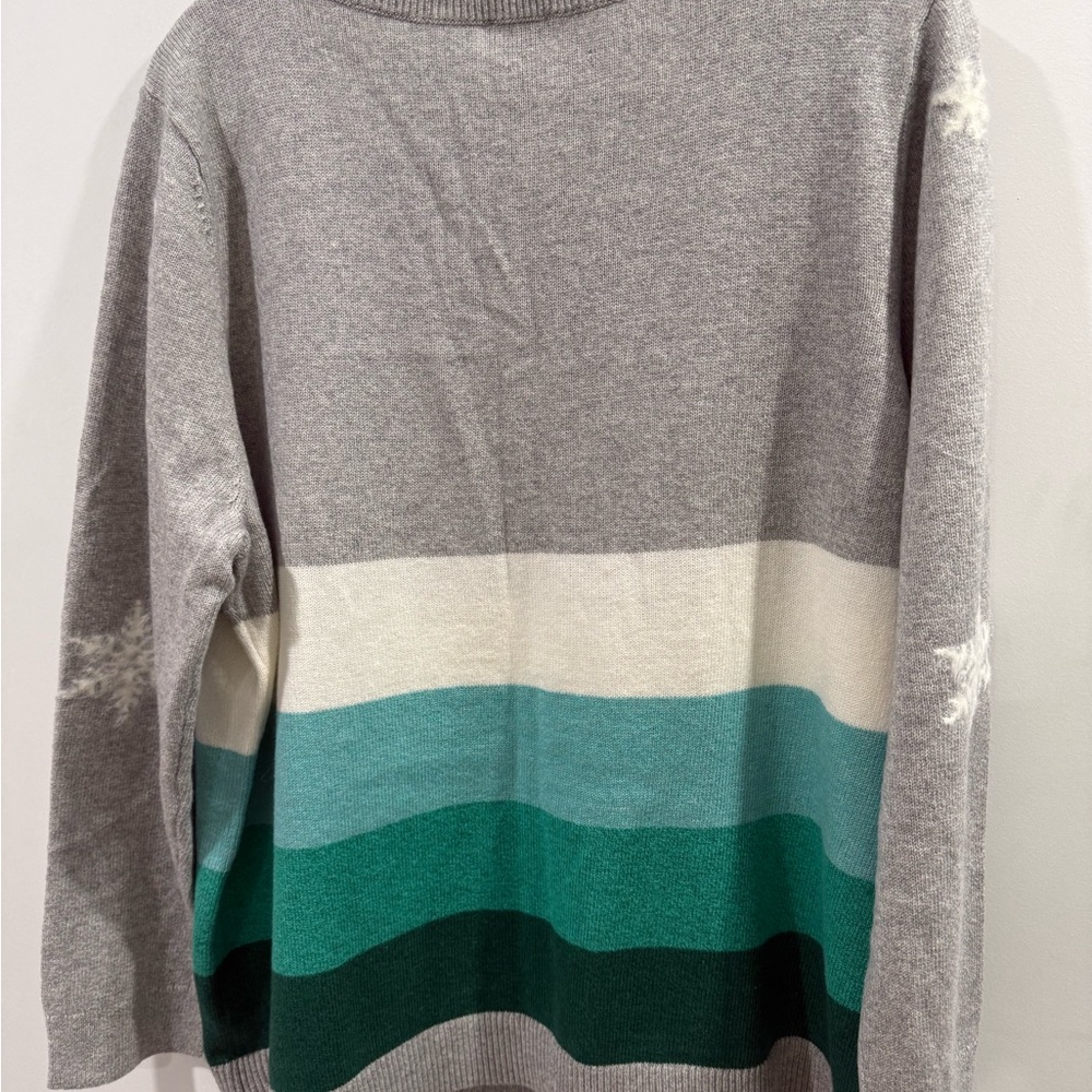 Talbots Gray and Teal Sweater with Snowflake and Tree Design - Picture 6 of 6